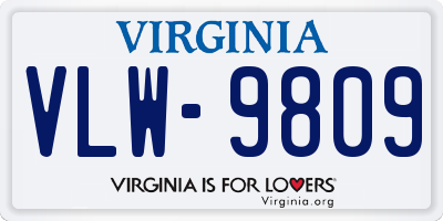 VA license plate VLW9809