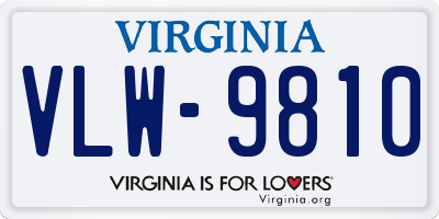 VA license plate VLW9810