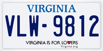 VA license plate VLW9812