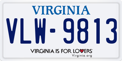 VA license plate VLW9813