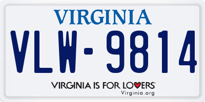 VA license plate VLW9814