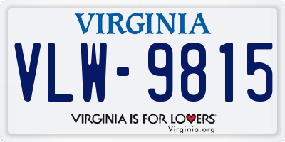 VA license plate VLW9815