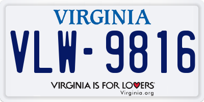 VA license plate VLW9816