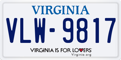 VA license plate VLW9817