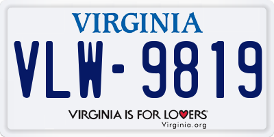 VA license plate VLW9819