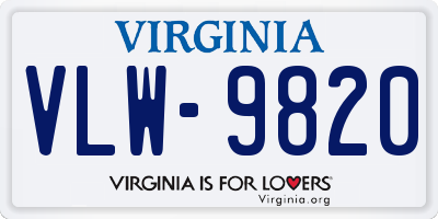 VA license plate VLW9820