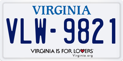 VA license plate VLW9821