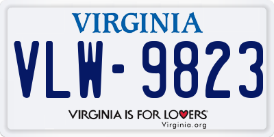 VA license plate VLW9823