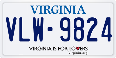 VA license plate VLW9824