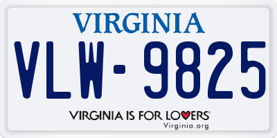 VA license plate VLW9825