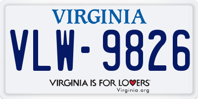 VA license plate VLW9826