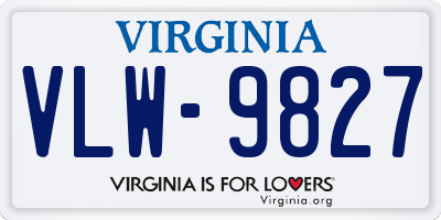 VA license plate VLW9827