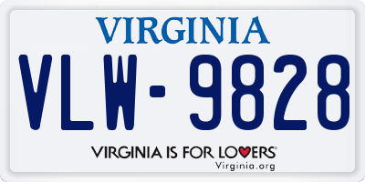 VA license plate VLW9828