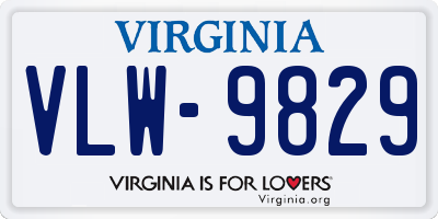 VA license plate VLW9829