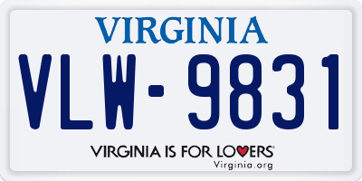 VA license plate VLW9831