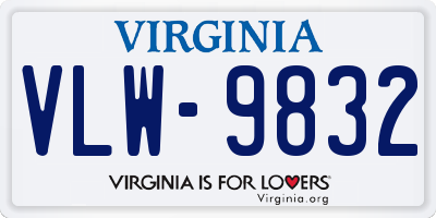 VA license plate VLW9832