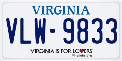 VA license plate VLW9833