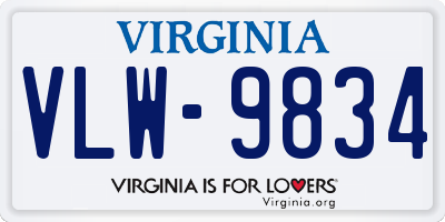 VA license plate VLW9834