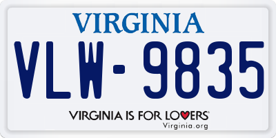 VA license plate VLW9835