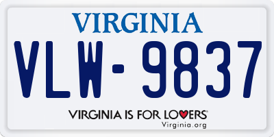 VA license plate VLW9837