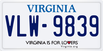 VA license plate VLW9839