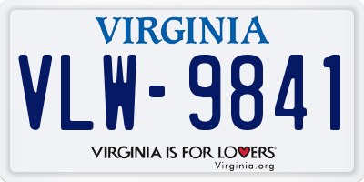 VA license plate VLW9841