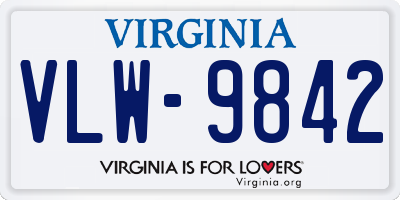 VA license plate VLW9842