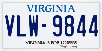 VA license plate VLW9844