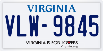 VA license plate VLW9845