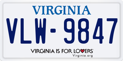 VA license plate VLW9847