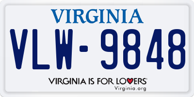 VA license plate VLW9848