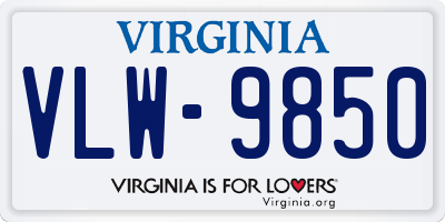 VA license plate VLW9850