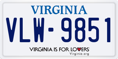 VA license plate VLW9851