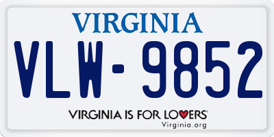 VA license plate VLW9852