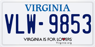 VA license plate VLW9853