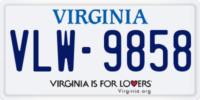 VA license plate VLW9858