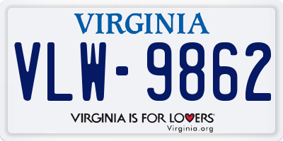 VA license plate VLW9862