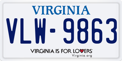 VA license plate VLW9863