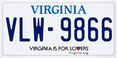 VA license plate VLW9866