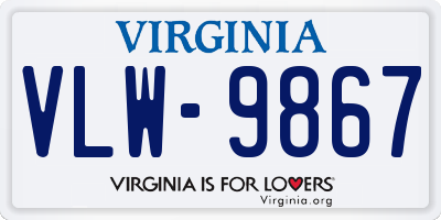 VA license plate VLW9867