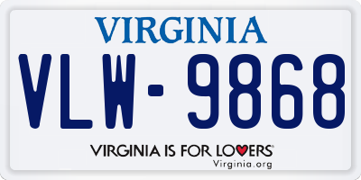 VA license plate VLW9868