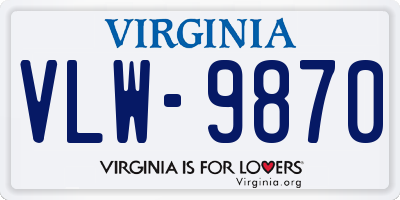 VA license plate VLW9870