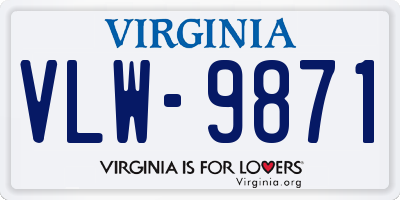 VA license plate VLW9871