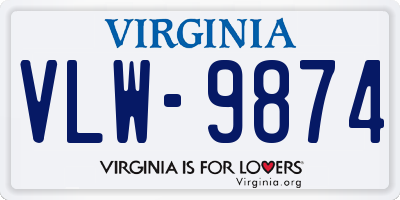 VA license plate VLW9874