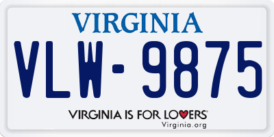 VA license plate VLW9875