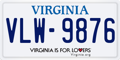 VA license plate VLW9876