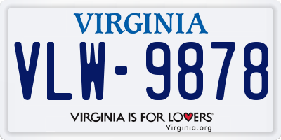 VA license plate VLW9878