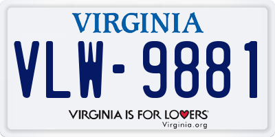 VA license plate VLW9881