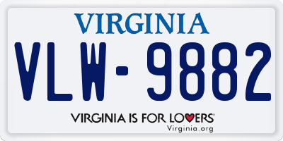 VA license plate VLW9882