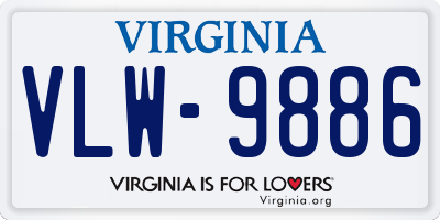 VA license plate VLW9886